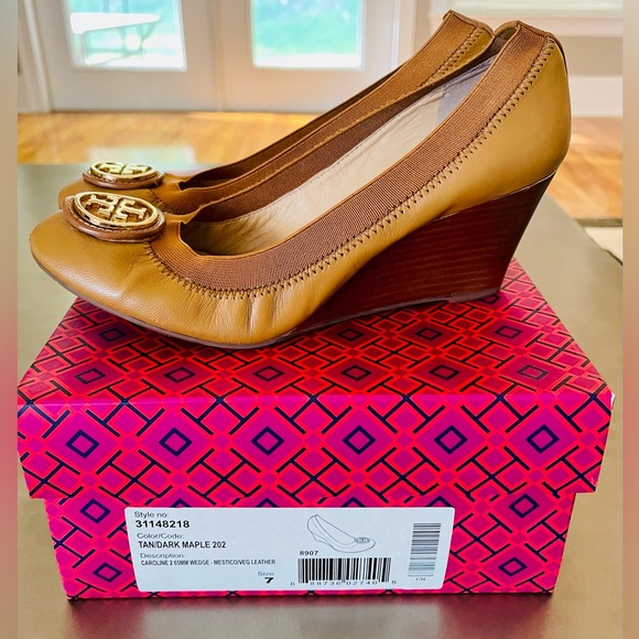 Tory Burch Caroline Wedge - Used - Size 7 - Tan/Dark Maple - Picture 5 of 8